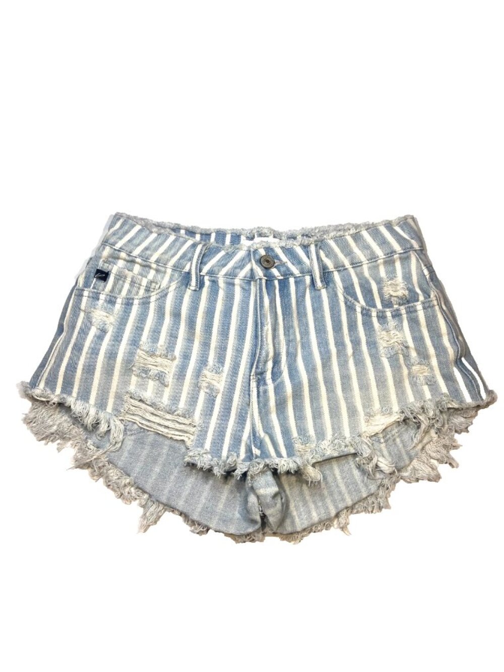 KanCan Cutoffs Denim Short Shorts Size M Blue & White Festival Boho indie sleeze